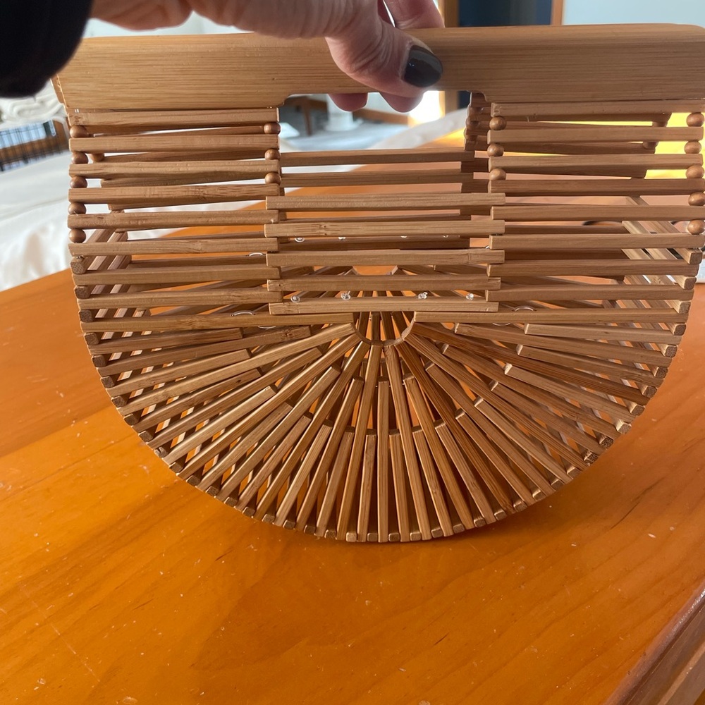 Cult Gaia Tan Clutch with Semi-Circular Design